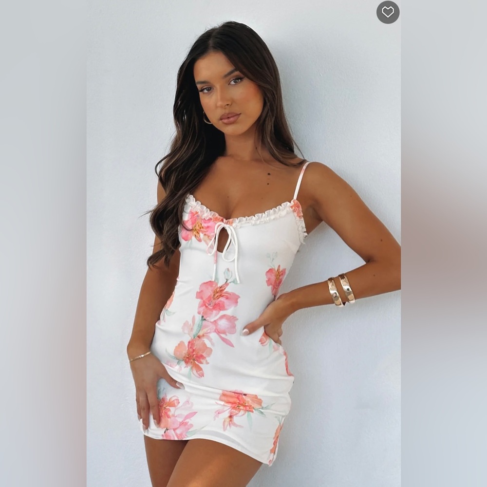 White Fox Boutique “That One Friend Mini Dress Peachy Bloom” Size Xs